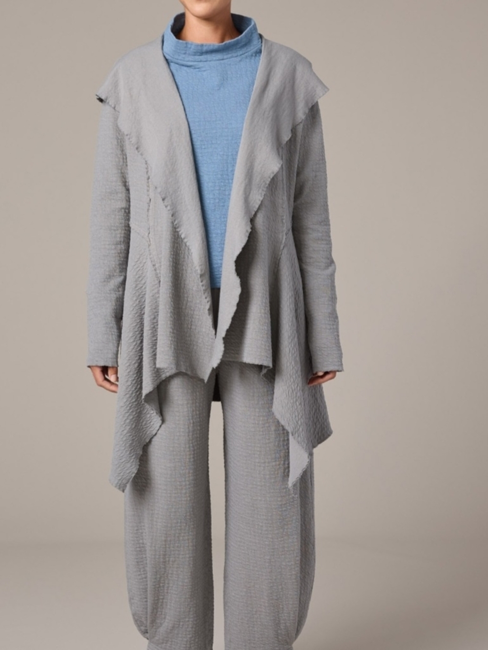 cut loose Light Gray Draped Cardigan